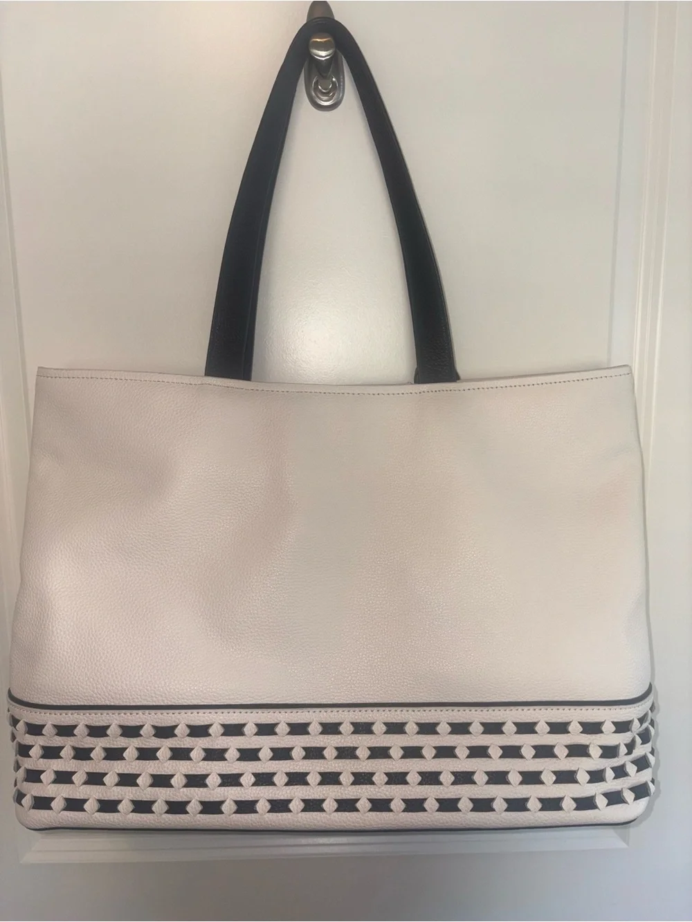 kate spade White and Black Leather Tote with Matching Pouch